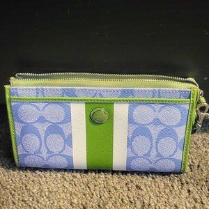 Coach blue and green Wristlet wallet